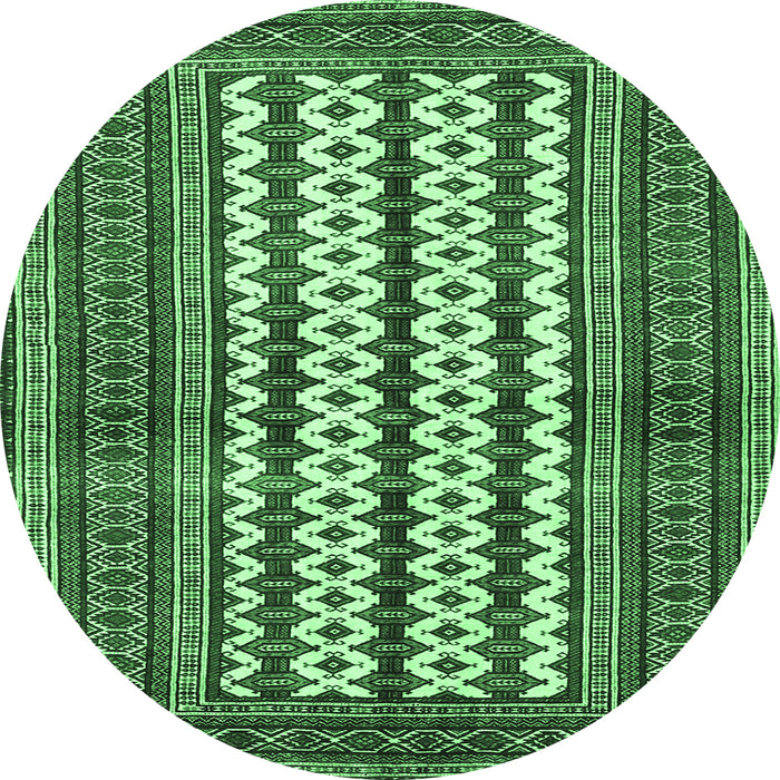 Round Southwestern Emerald Green Country Rug, tr2561emgrn