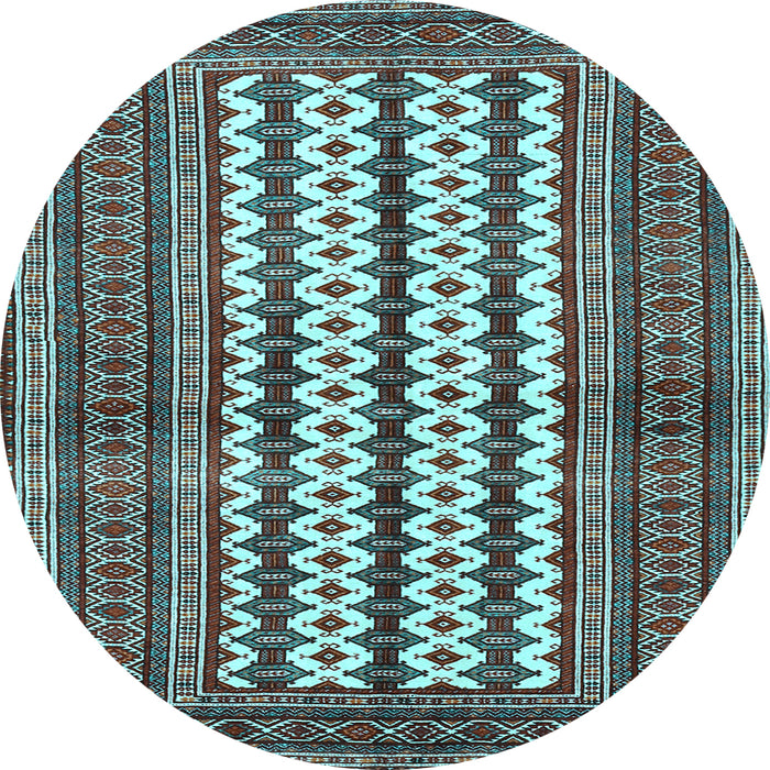 Round Southwestern Light Blue Country Rug, tr2561lblu
