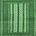 Square Machine Washable Southwestern Emerald Green Country Area Rugs, wshtr2561emgrn