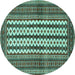 Round Southwestern Turquoise Country Rug, tr2561turq