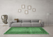 Machine Washable Southwestern Emerald Green Country Area Rugs in a Living Room,, wshtr2561emgrn