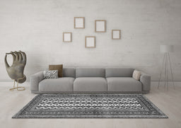 Machine Washable Southwestern Gray Country Rug in a Living Room,, wshtr2561gry