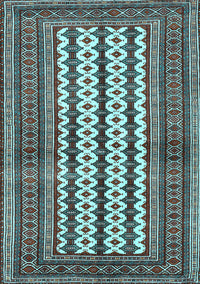 Southwestern Light Blue Country Rug, tr2561lblu