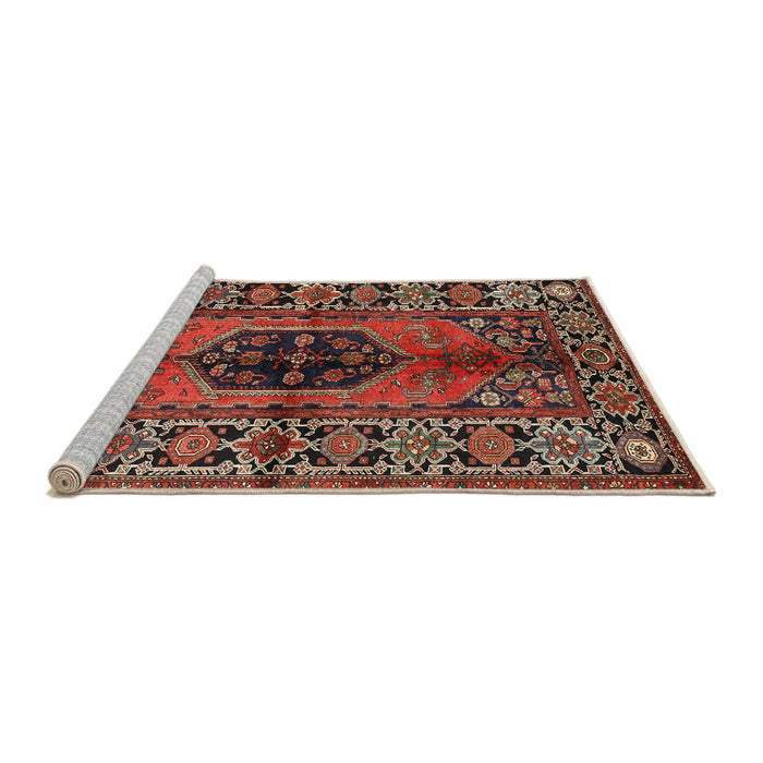 Sideview of Machine Washable Traditional Saffron Red Rug, wshtr2562