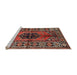 Sideview of Machine Washable Traditional Saffron Red Rug, wshtr2562