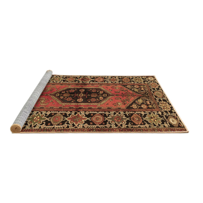 Sideview of Machine Washable Persian Brown Traditional Rug, wshtr2562brn
