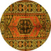 Round Machine Washable Persian Yellow Traditional Rug, wshtr2562yw