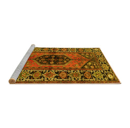 Sideview of Machine Washable Persian Yellow Traditional Rug, wshtr2562yw