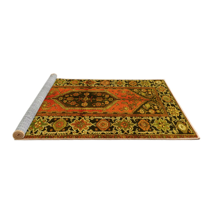 Sideview of Machine Washable Persian Yellow Traditional Rug, wshtr2562yw