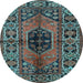 Round Persian Light Blue Traditional Rug, tr2562lblu