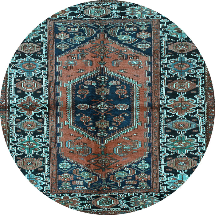 Round Machine Washable Persian Light Blue Traditional Rug, wshtr2562lblu