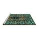 Sideview of Machine Washable Persian Turquoise Traditional Area Rugs, wshtr2562turq