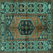 Square Machine Washable Persian Turquoise Traditional Area Rugs, wshtr2562turq