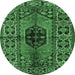 Round Persian Emerald Green Traditional Rug, tr2562emgrn