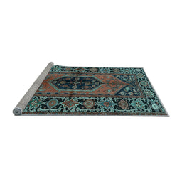 Sideview of Machine Washable Persian Light Blue Traditional Rug, wshtr2562lblu
