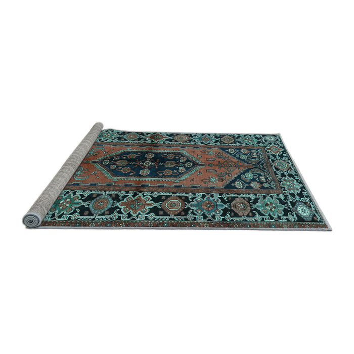 Sideview of Machine Washable Persian Light Blue Traditional Rug, wshtr2562lblu