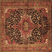 Square Medallion Brown Traditional Rug, tr2563brn