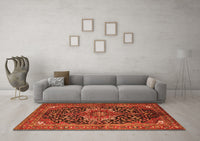 Machine Washable Medallion Orange Traditional Rug, wshtr2563org