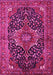 Machine Washable Medallion Pink Traditional Rug, wshtr2563pnk