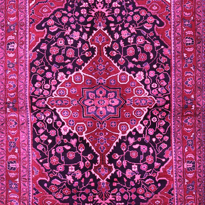 Machine Washable Medallion Pink Traditional Rug, wshtr2563pnk