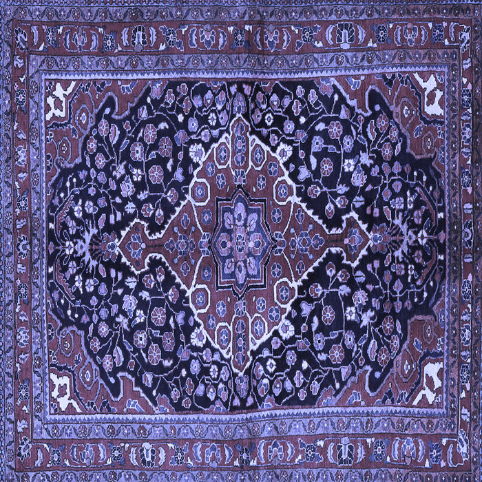 Square Medallion Blue Traditional Rug, tr2563blu