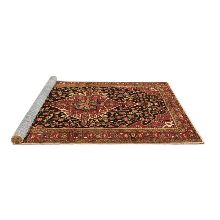 Sideview of Machine Washable Medallion Brown Traditional Rug, wshtr2563brn