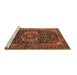 Sideview of Machine Washable Medallion Brown Traditional Rug, wshtr2563brn