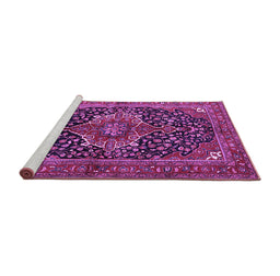 Sideview of Machine Washable Medallion Purple Traditional Area Rugs, wshtr2563pur