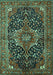 Machine Washable Medallion Turquoise Traditional Area Rugs, wshtr2563turq