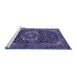 Sideview of Machine Washable Medallion Blue Traditional Rug, wshtr2563blu