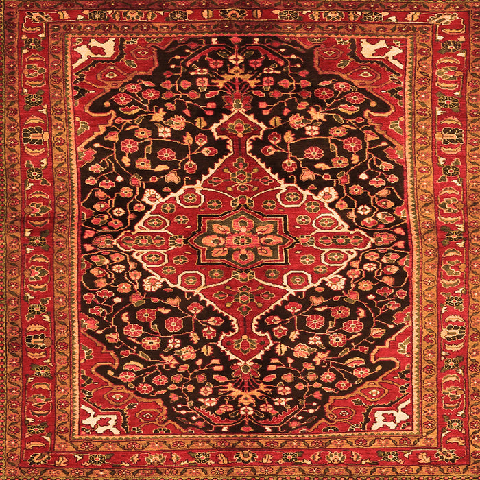 Serging Thickness of Medallion Orange Traditional Rug, tr2563org