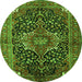 Square Medallion Green Traditional Rug, tr2563grn