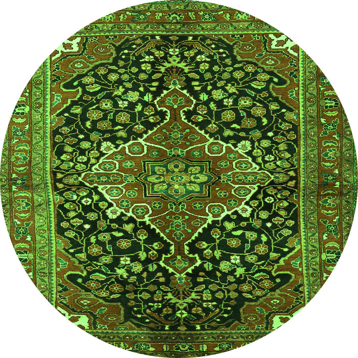 Machine Washable Medallion Green Traditional Area Rugs, wshtr2563grn