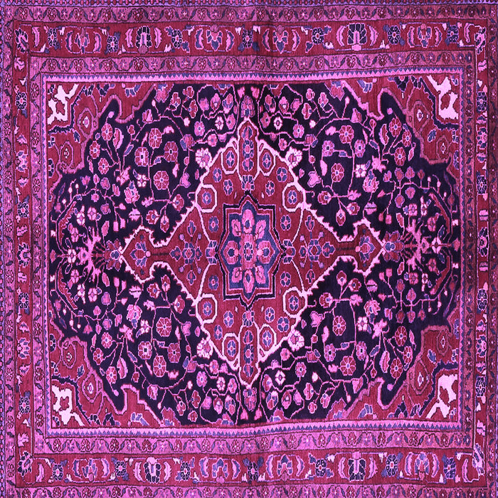 Square Machine Washable Medallion Purple Traditional Area Rugs, wshtr2563pur