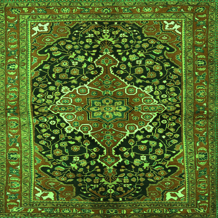 Round Machine Washable Medallion Green Traditional Area Rugs, wshtr2563grn