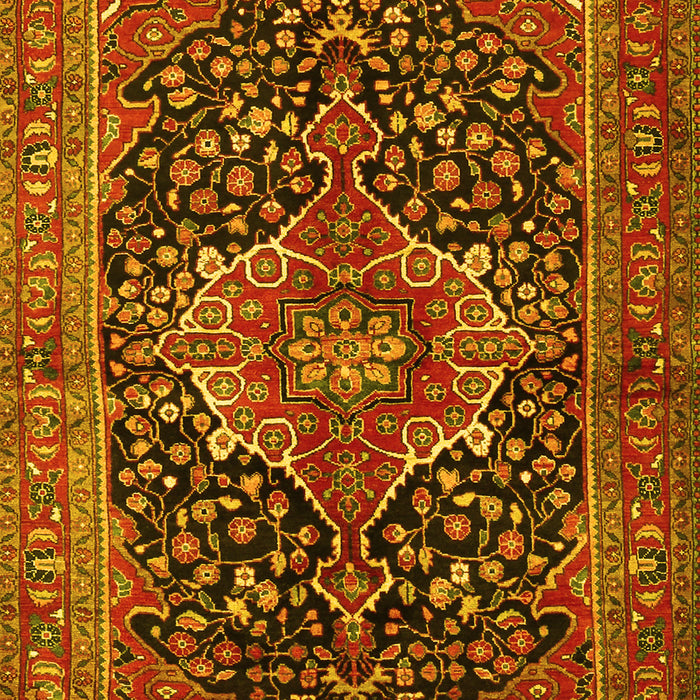 Machine Washable Medallion Yellow Traditional Rug, wshtr2563yw