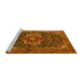 Sideview of Machine Washable Medallion Yellow Traditional Rug, wshtr2563yw