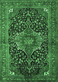 Medallion Emerald Green Traditional Rug, tr2563emgrn