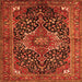 Round Machine Washable Medallion Orange Traditional Area Rugs, wshtr2563org