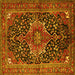 Square Medallion Yellow Traditional Rug, tr2563yw