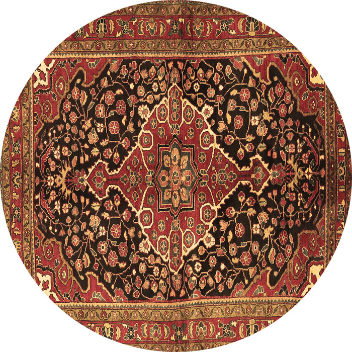 Round Machine Washable Medallion Brown Traditional Rug, wshtr2563brn