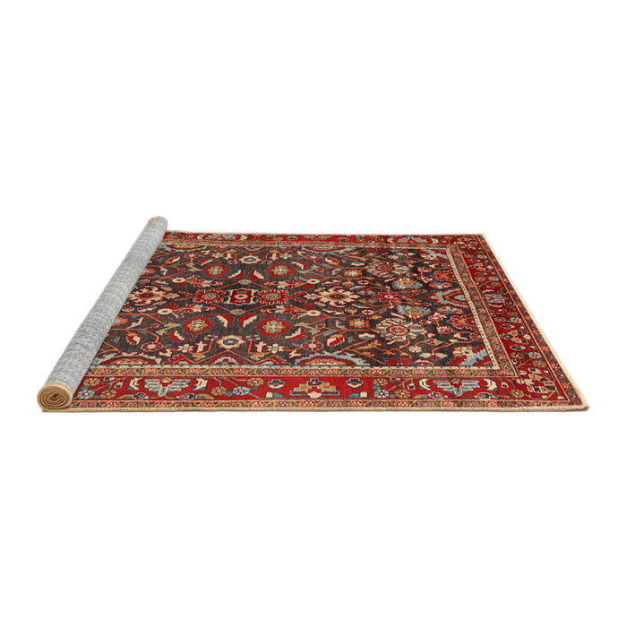 Sideview of Machine Washable Traditional Tomato Red Rug, wshtr2564