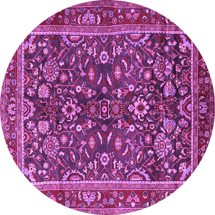 Round Machine Washable Persian Purple Traditional Area Rugs, wshtr2564pur