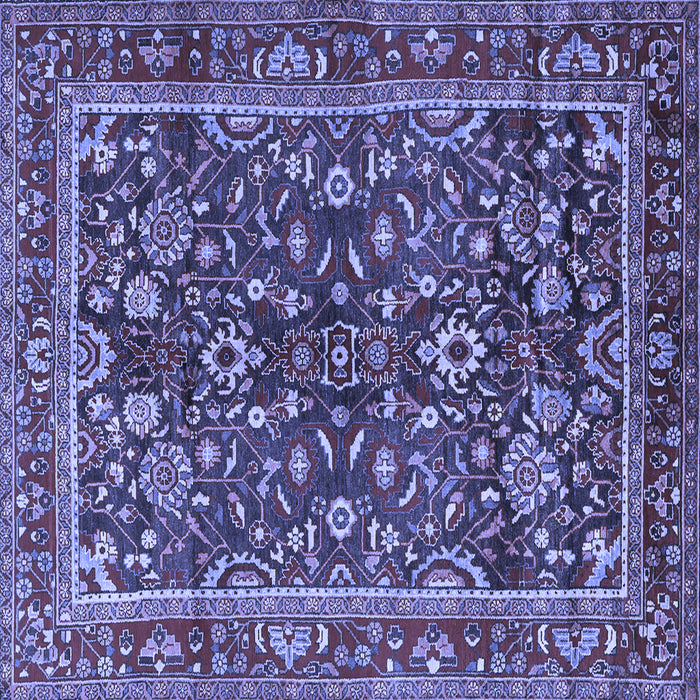 Square Machine Washable Persian Blue Traditional Rug, wshtr2564blu
