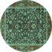 Round Persian Turquoise Traditional Rug, tr2564turq
