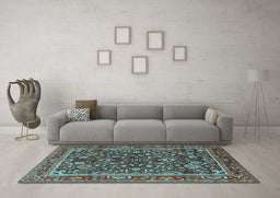 Machine Washable Persian Light Blue Traditional Rug in a Living Room, wshtr2564lblu