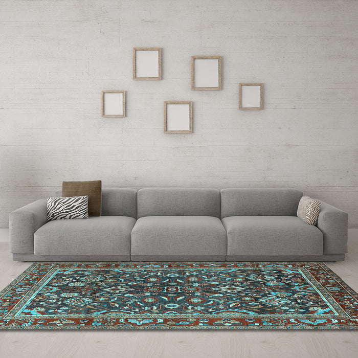 Machine Washable Persian Light Blue Traditional Rug in a Living Room, wshtr2564lblu