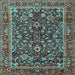 Square Machine Washable Persian Light Blue Traditional Rug, wshtr2564lblu