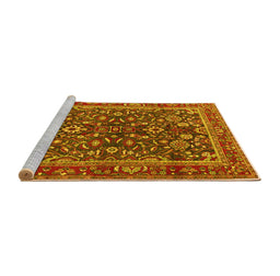 Sideview of Machine Washable Persian Yellow Traditional Rug, wshtr2564yw