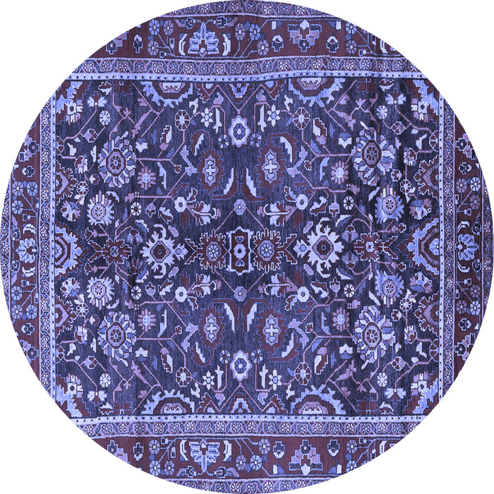 Round Machine Washable Persian Blue Traditional Rug, wshtr2564blu
